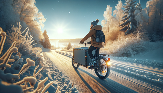 Lastenrad mit Beleuchtung im Winter